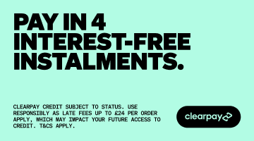 Clearpay. Pay in 4 interest-free instalments. Clearpay credit subject to status. Use responsibly as late fees up to &pound;24 per order apply, which may impact your future access to credit. T&Cs apply.